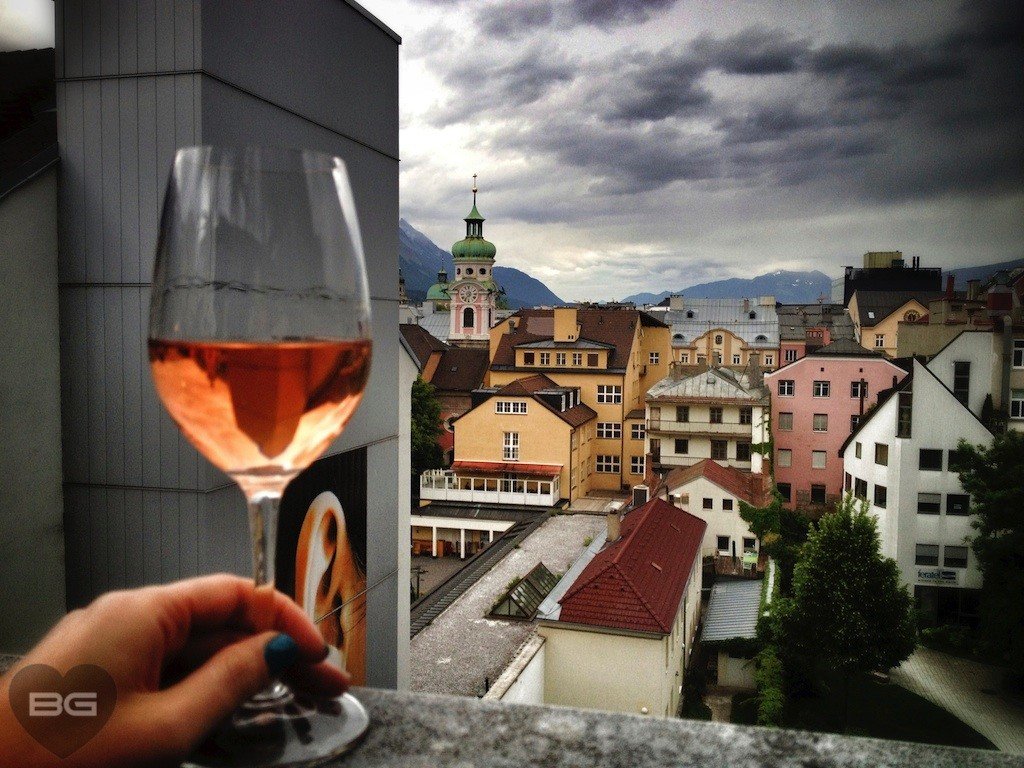 Trainsetting Europe: One Night in Innsbruck 11 Rosé with a view at The Penz, Innsbruck, Austria © The Blonde Gypsy
