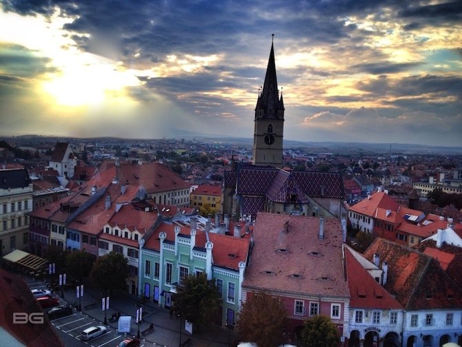 View of Piata Mica from Turnul Sfatului - Council Tower - Sibiu, Romania Transylvania © The Blonde Gypsy