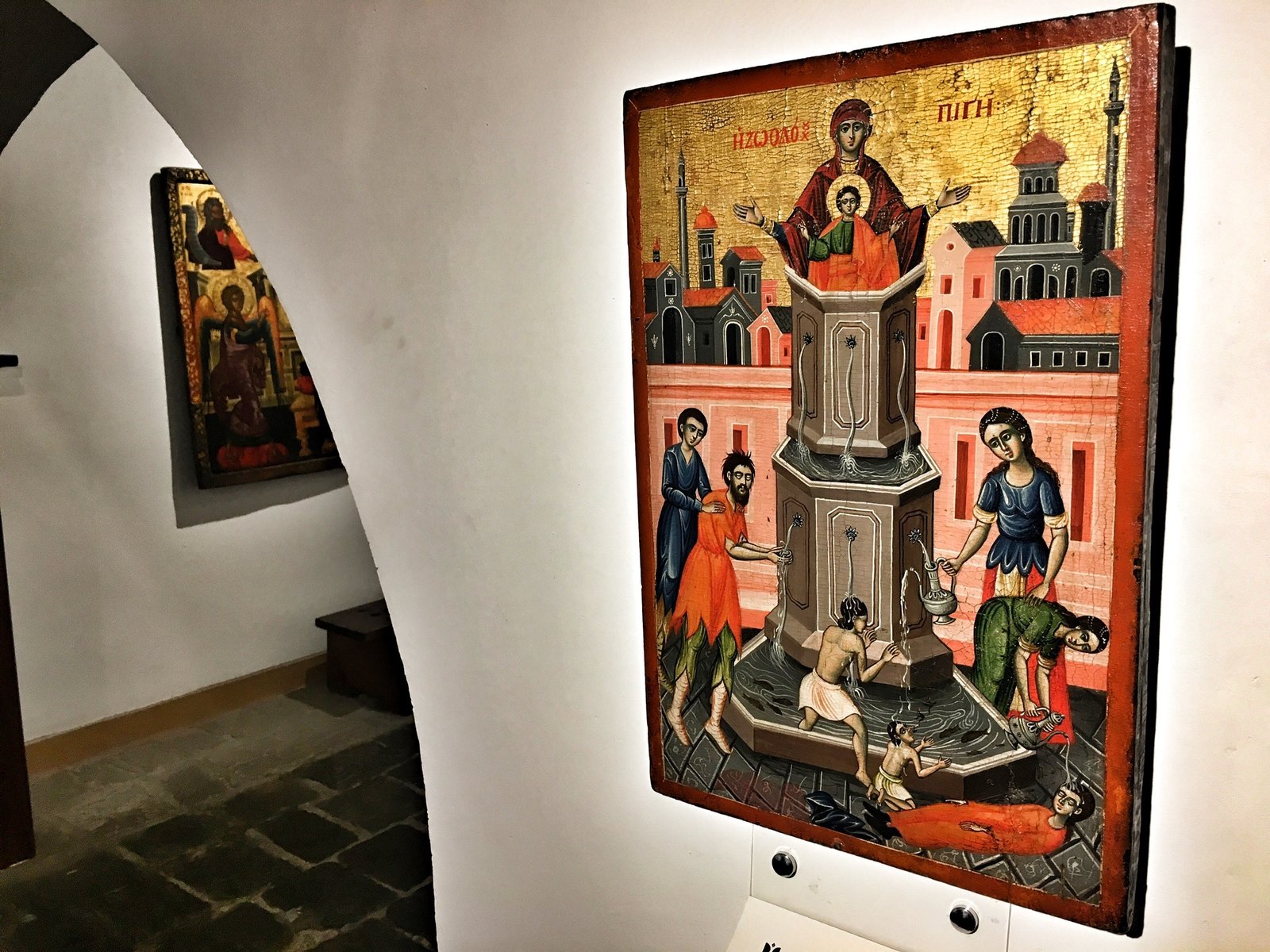If you were ever wondering where in the world you might see a Christian icon with a mosque on it the answer is Berat Albania