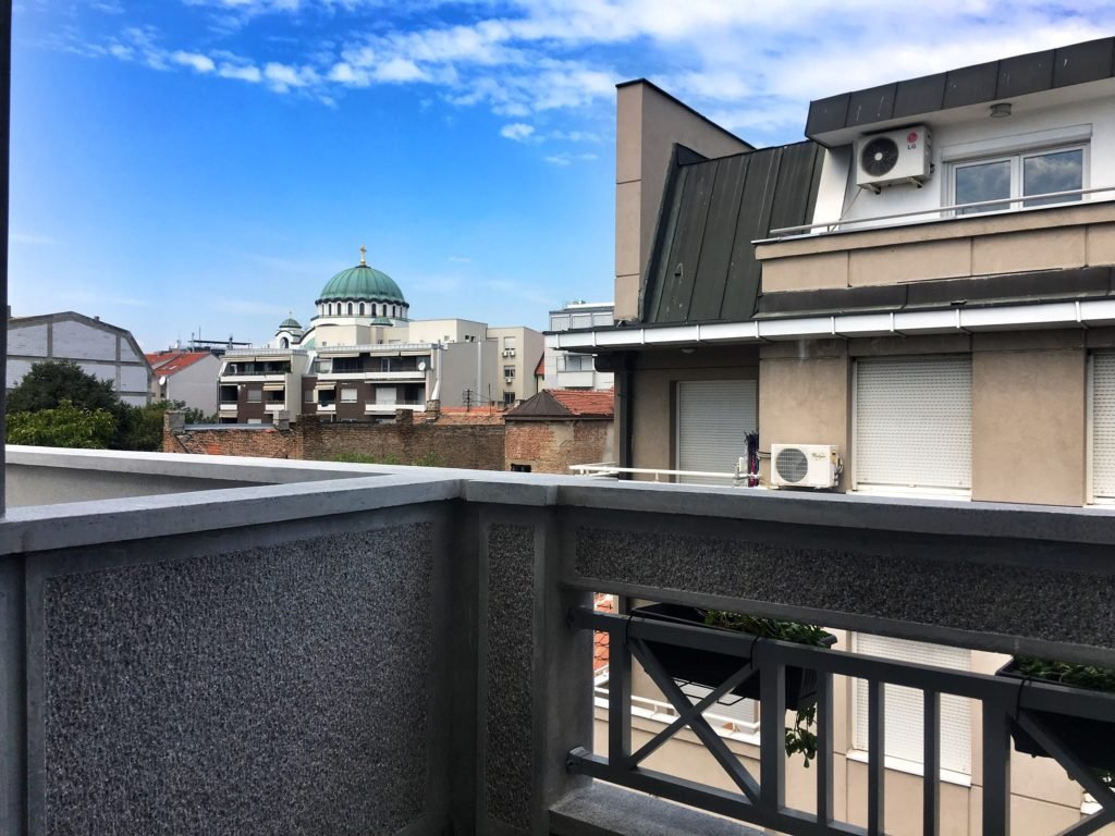 Taking Time With Nikola Tesla - Visit To The Tesla Museum & Belgrade's First Themed Hotel 5 Balcony view Hotel Tesla Smart Stay in Belgrade Serbia © The Blonde Gypsy