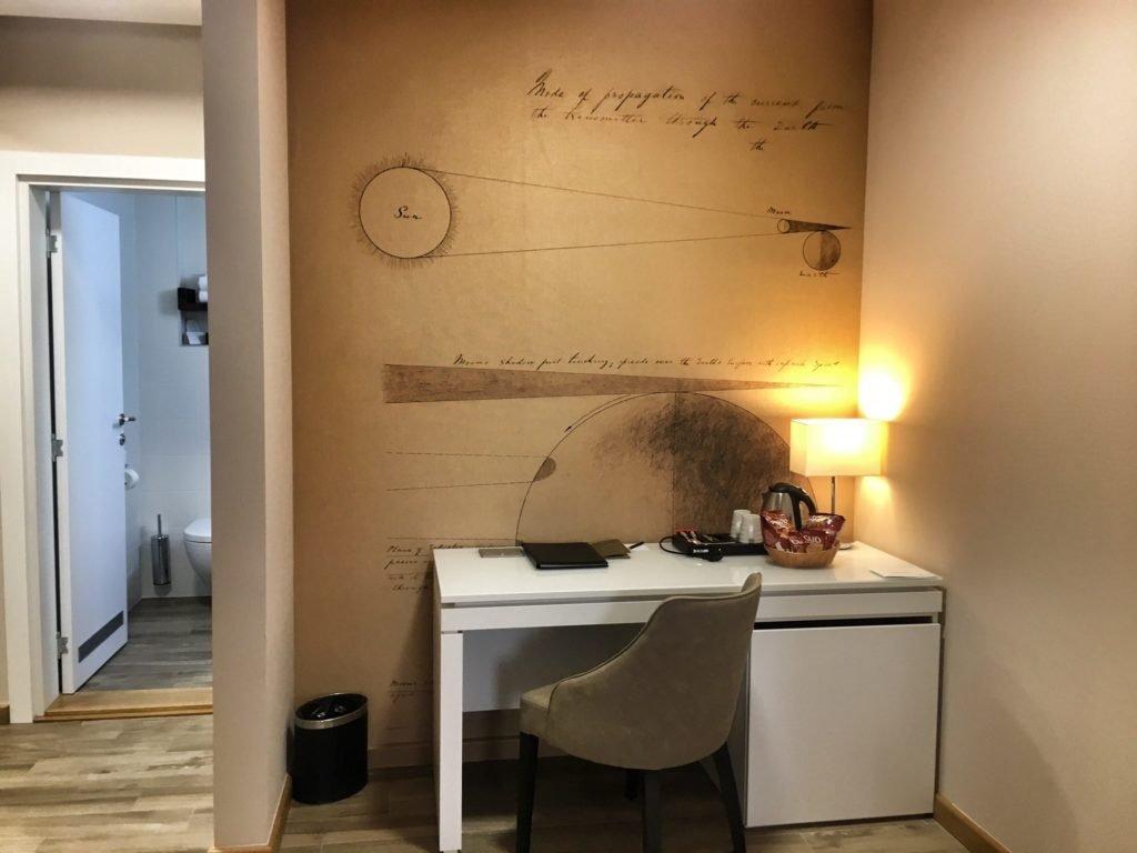Taking Time With Nikola Tesla - Visit To The Tesla Museum & Belgrade's First Themed Hotel 9 Desk and Bathroom Hotel Tesla Smart Stay in Belgrade Serbia © The Blonde Gypsy