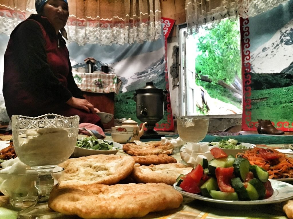 Dinner in a yurt at Kerege Tash Issyk Kul Kyrgyzstan © larissa olenicoff