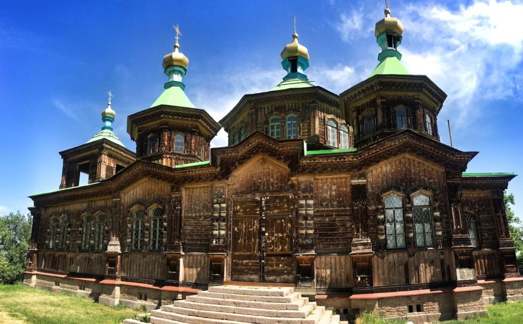 Holy Trinity Cathedral Russian Orthodox Church in Karakol Kyrgyzstan © larissa olenicoff
