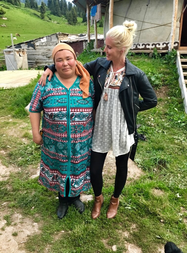 Me and my homegirl Norgul at Alakol Guesthouse in Jyrgalan Kyrgyzstan © The Blonde Gypsy