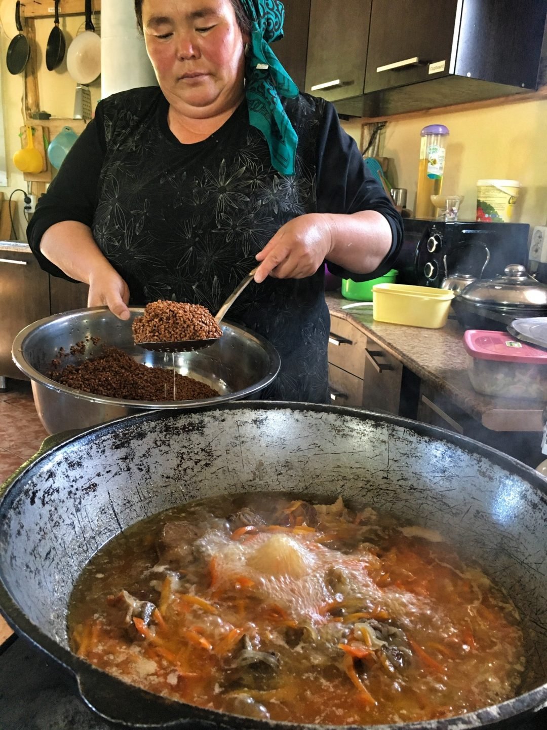 Norgul working her magic at Alakol Guesthouse in Jyrgalan Kyrgyzstan © The Blonde Gypsy e1653493905145
