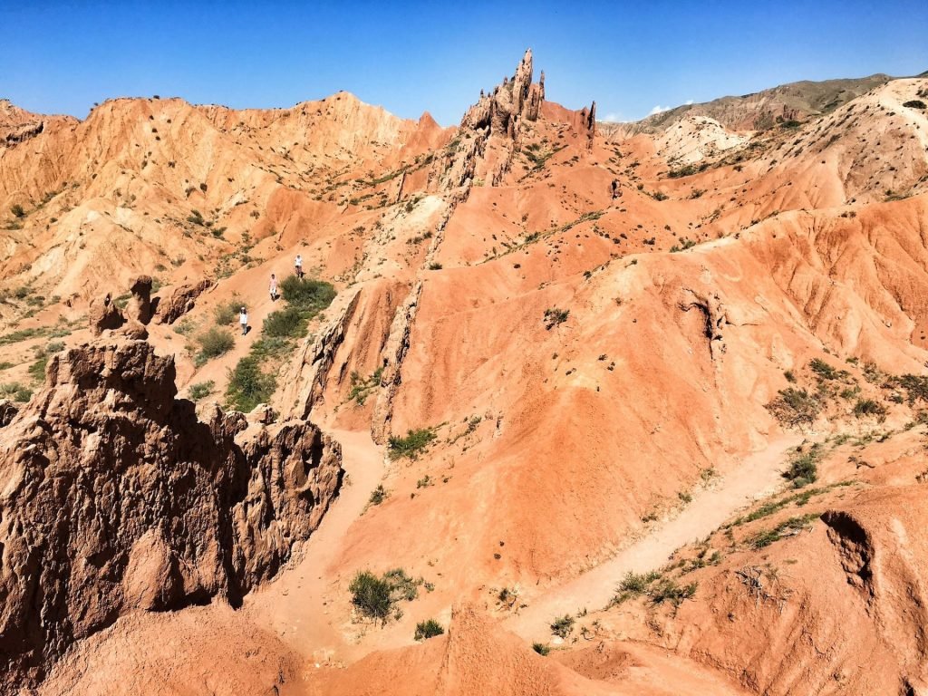 The Great Wall of Skazka Canyon on Issyk Kul in Kyrgyzstan © larissa olenicoff