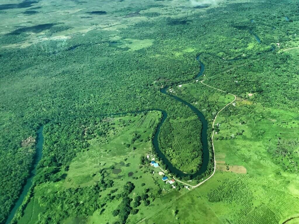 Start of our trip to Belize from above